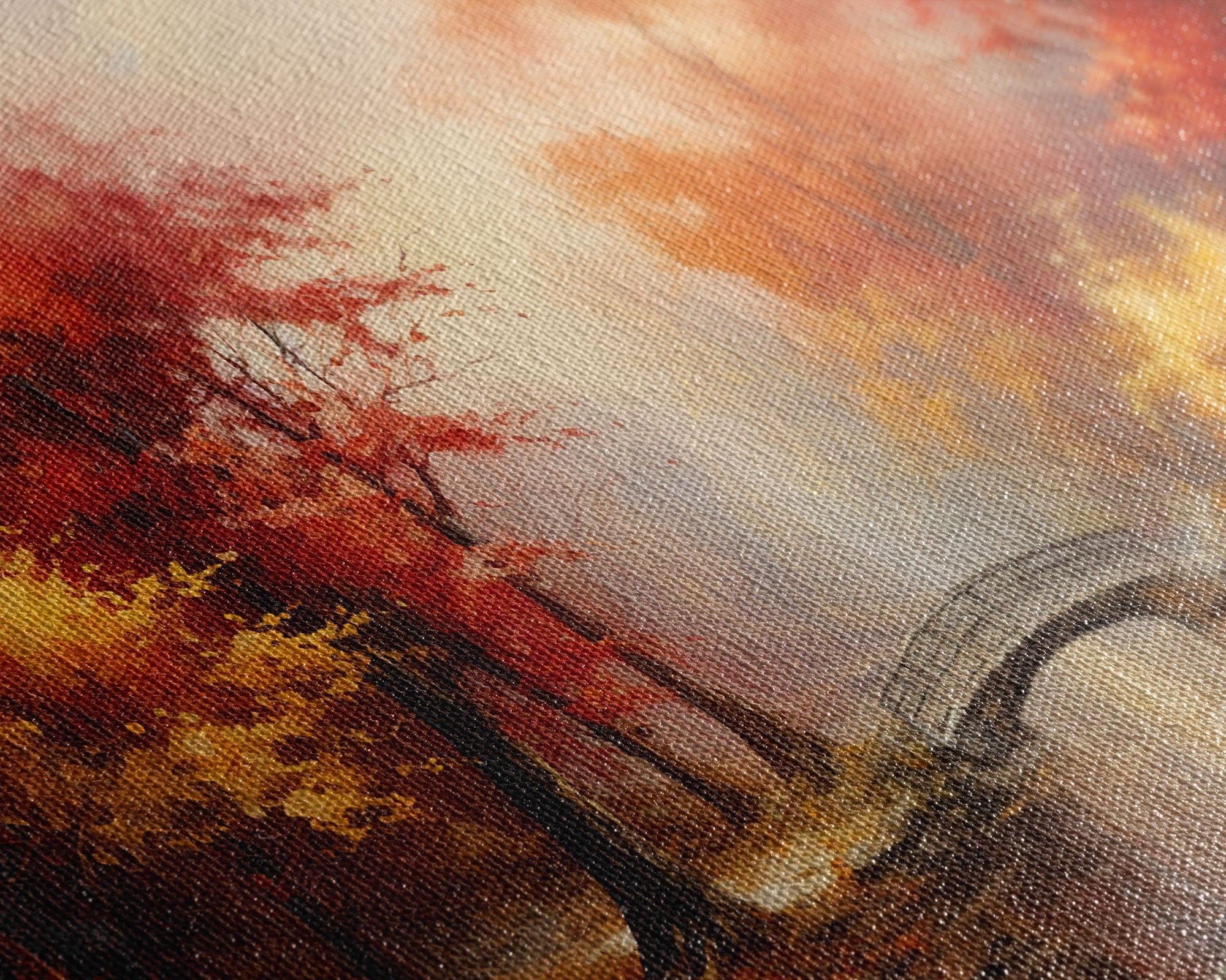 Fall Decor, 3 Piece Wall Art Set, Autumn Forest Oil Painting Canvas Prints, Fall Decorations, Halloween Art, Fall Forest Landscape Painting